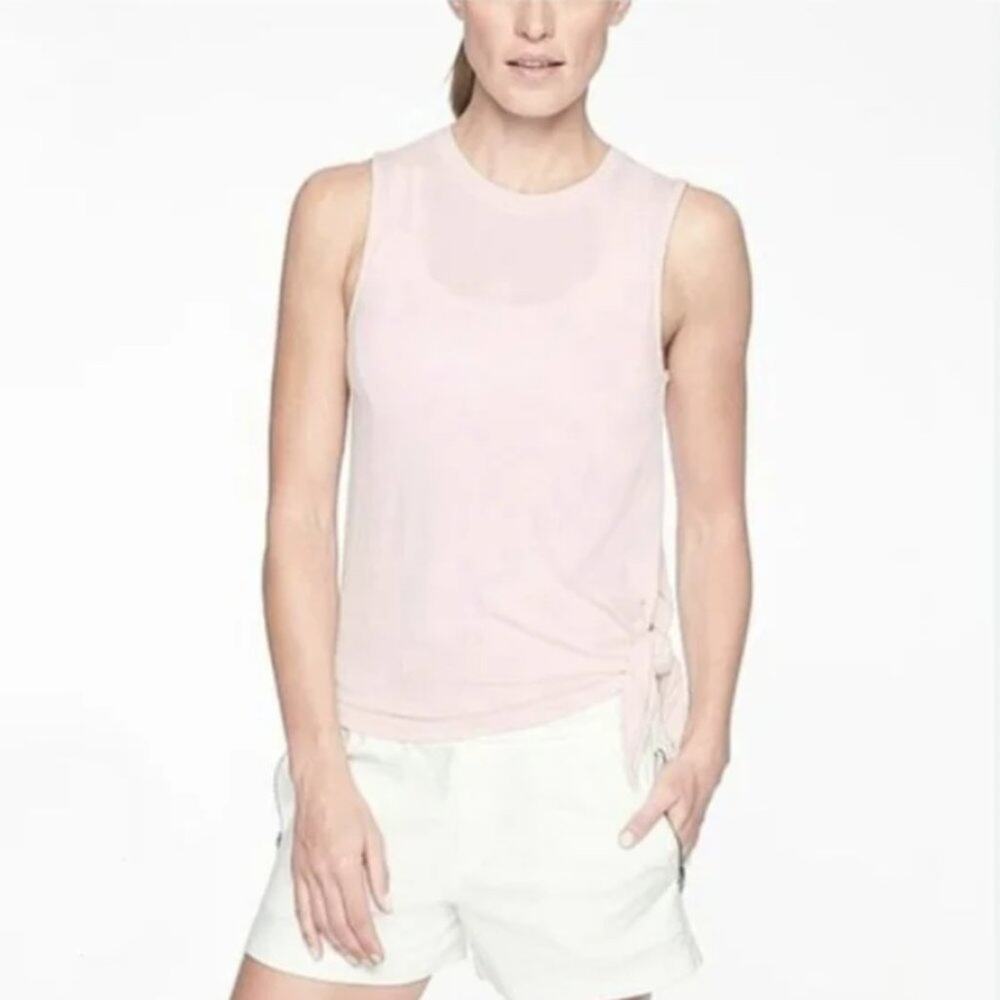 Athleta Cloudlight Tank Top Side Tie Pink Athletic Sleeveless Yoga Loungewear XS
